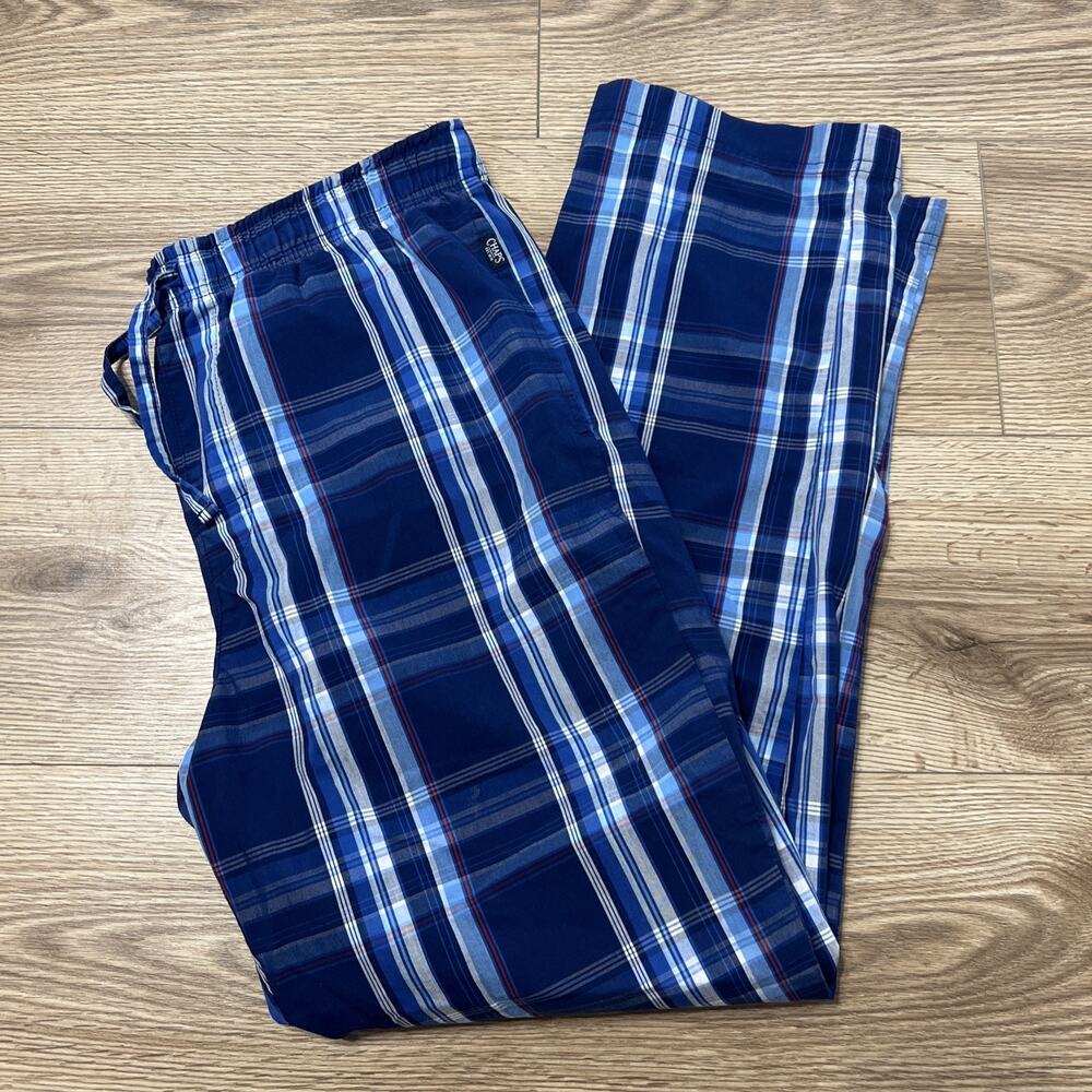 Chaps Men’s Blue Plaid Sleepwear Elastic Waist Drawstring Size Medium (A24) - Picture 1 of 6